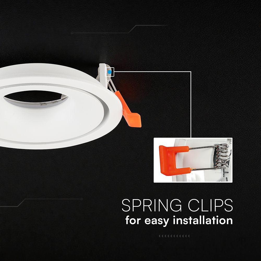 Βάση Σποτ Στρογγυλή Χωνευτή Λευκή GU10 Αλουμινίου V-TAC 24222VT