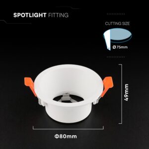 Βάση Σποτ Βαθιά Στρογγυλή Λευκή GU10 Anti Glare Αλουμινίου V-TAC 24223VT