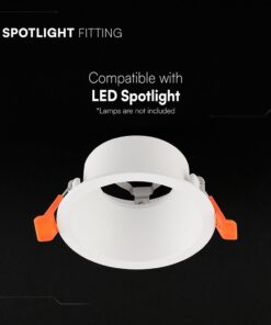 Βάση Σποτ Βαθιά Στρογγυλή Λευκή GU10 Anti Glare Αλουμινίου V-TAC 24223VT