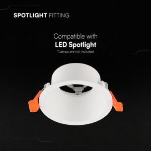 Βάση Σποτ Βαθιά Στρογγυλή Λευκή GU10 Anti Glare Αλουμινίου V-TAC 24223VT