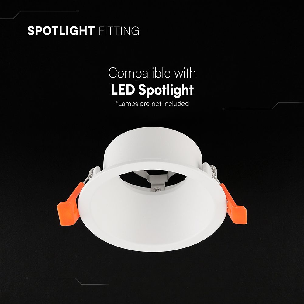 Βάση Σποτ Βαθιά Στρογγυλή Λευκή GU10 Anti Glare Αλουμινίου V-TAC 24223VT