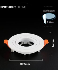 Βάση Σποτ Στρογγυλή Χωνευτή Λευκή GU10 Αλουμινίου V-TAC 24225VT