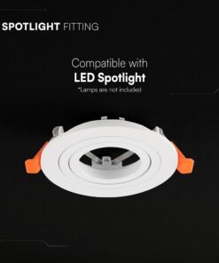 Βάση Σποτ Στρογγυλή Χωνευτή Λευκή GU10 Αλουμινίου V-TAC 24225VT