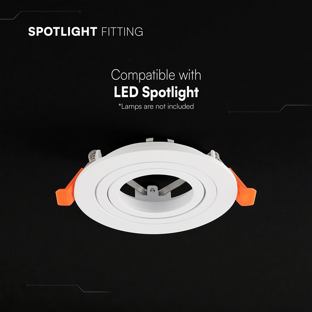 Βάση Σποτ Στρογγυλή Χωνευτή Λευκή GU10 Αλουμινίου V-TAC 24225VT