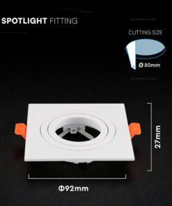 Βάση Σποτ GU10 – MR16 V-TAC Χωνευτή Τετράγωνη Λευκή Ματ 24226VT