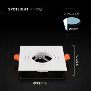 Βάση Σποτ GU10 – MR16 V-TAC Χωνευτή Τετράγωνη Λευκή Ματ 24226VT