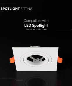 Βάση Σποτ GU10 – MR16 V-TAC Χωνευτή Τετράγωνη Λευκή Ματ 24226VT