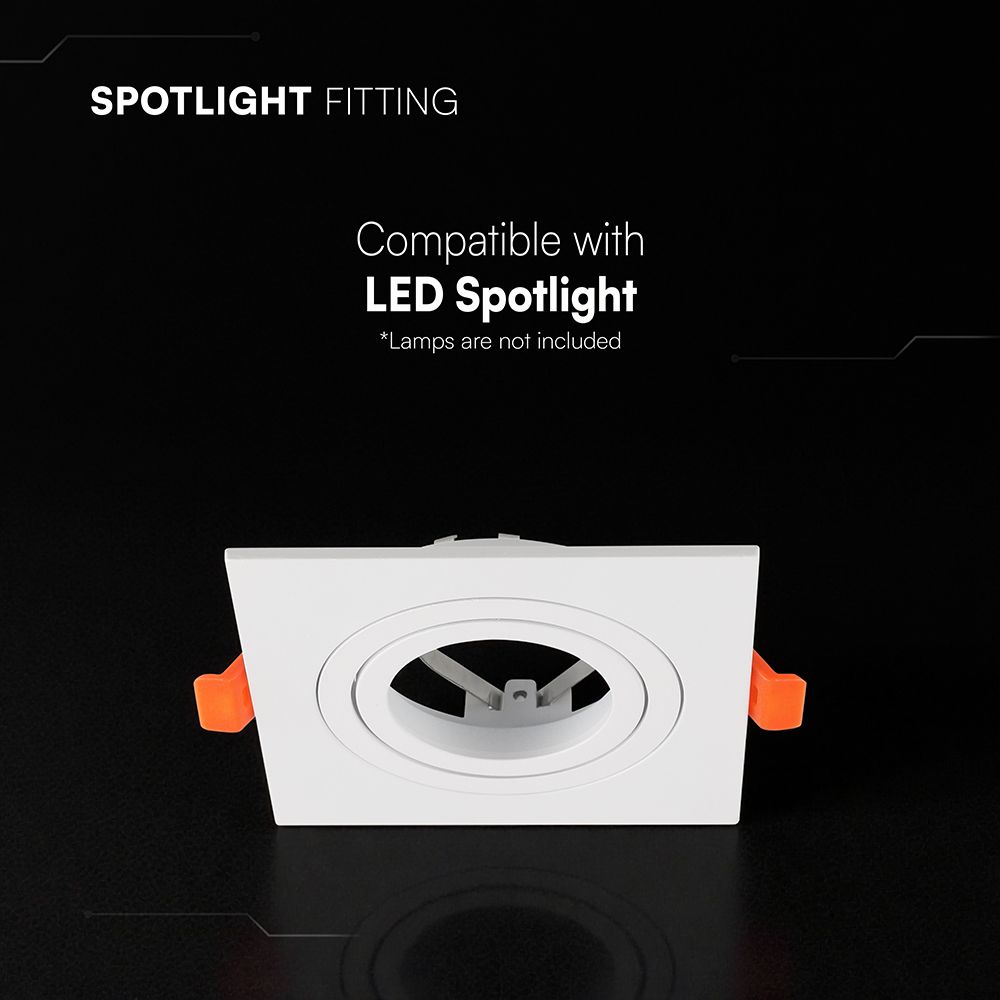 Βάση Σποτ GU10 – MR16 V-TAC Χωνευτή Τετράγωνη Λευκή Ματ 24226VT