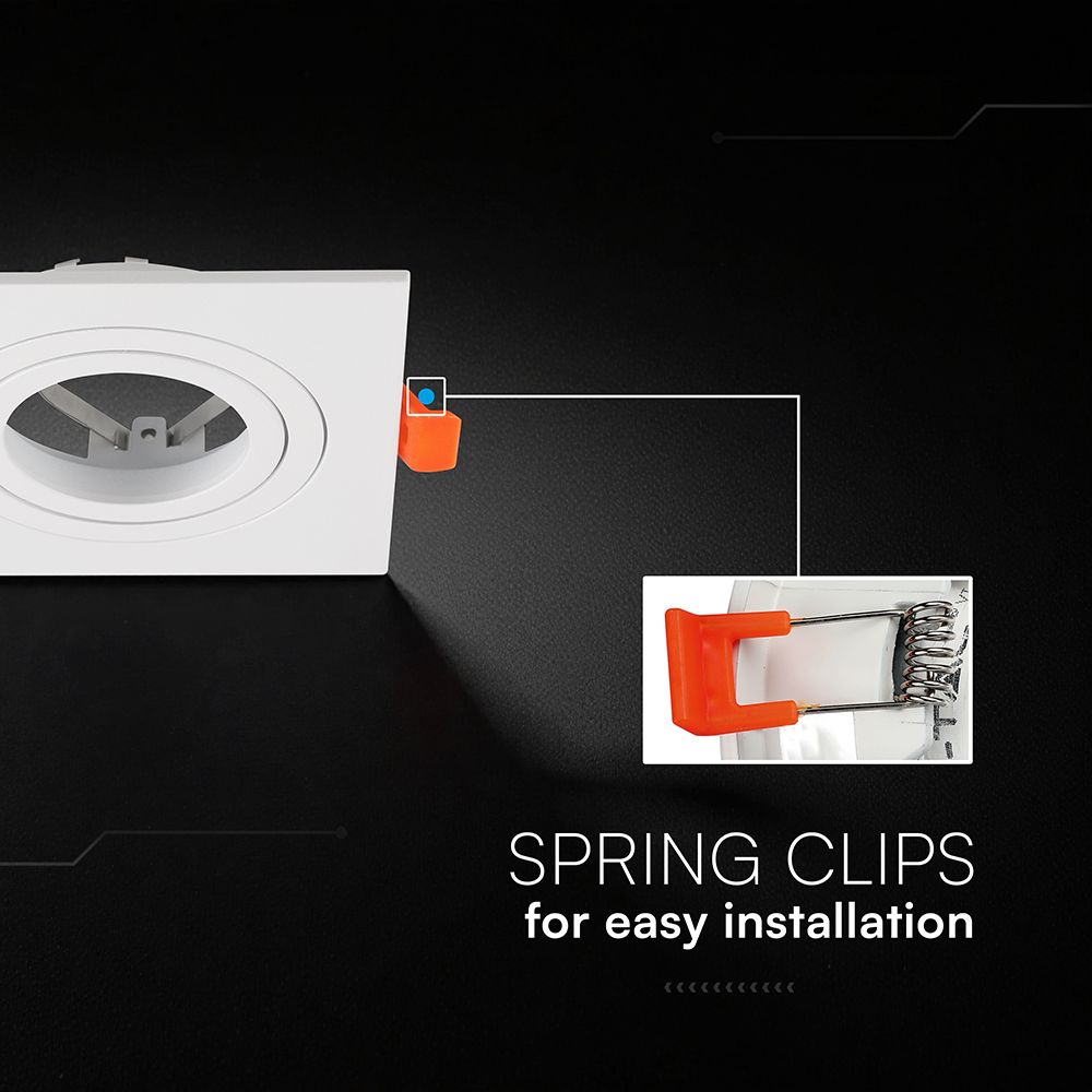 Βάση Σποτ GU10 – MR16 V-TAC Χωνευτή Τετράγωνη Λευκή Ματ 24226VT