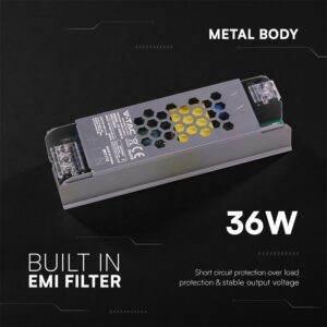 Τροφοδοτικό για LED 36W 24V IP20 Μεταλλικό V-TAC 24235VT