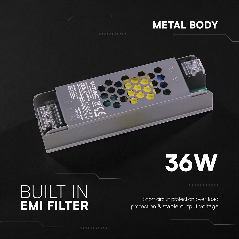 Τροφοδοτικό για LED 36W 24V IP20 Μεταλλικό V-TAC 24235VT