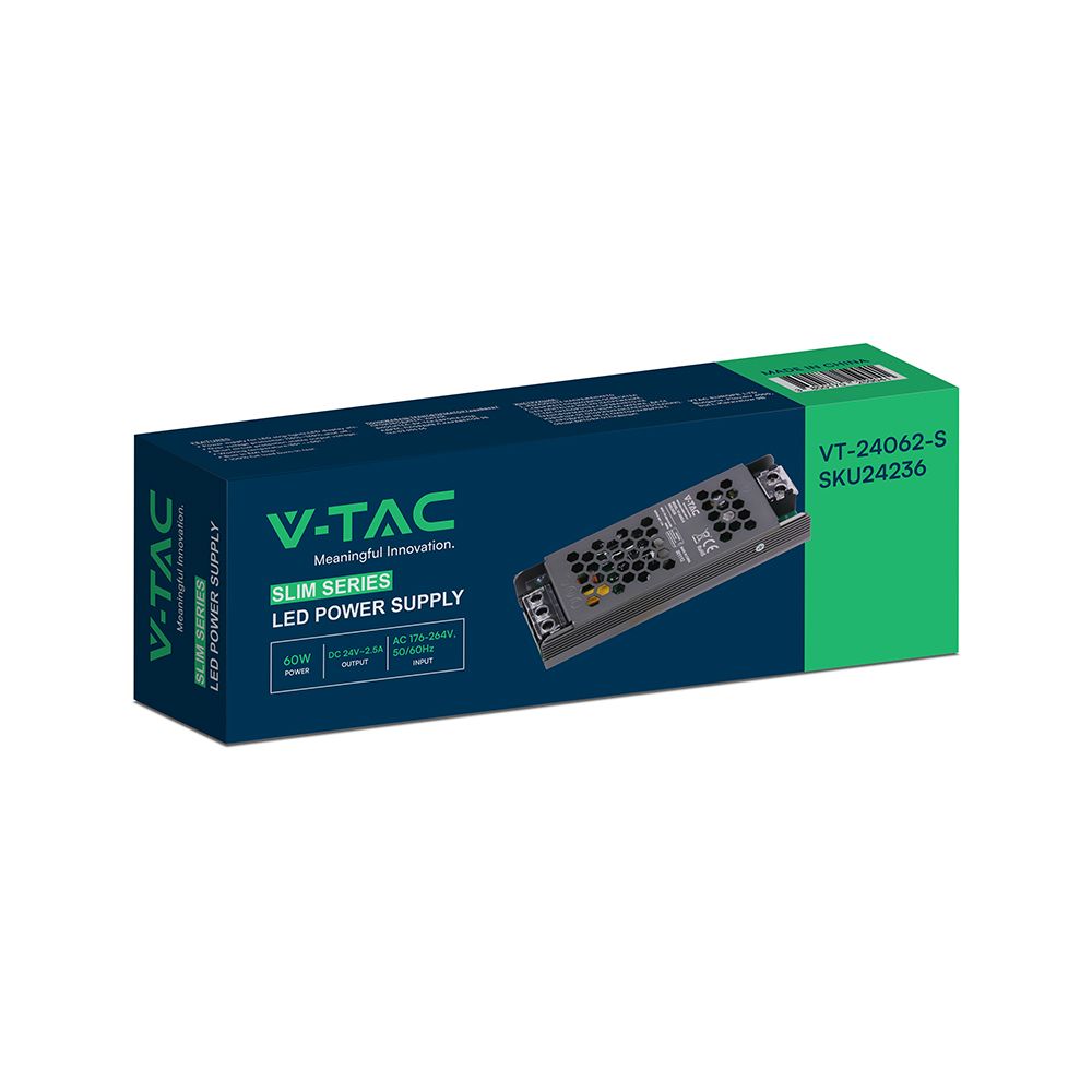Τροφοδοτικό για LED 60W 24V IP20 Μεταλλικό V-TAC 24236VT