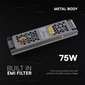 Τροφοδοτικό για LED 75W 12V IP20 Μεταλλικό V-TAC 24237VT