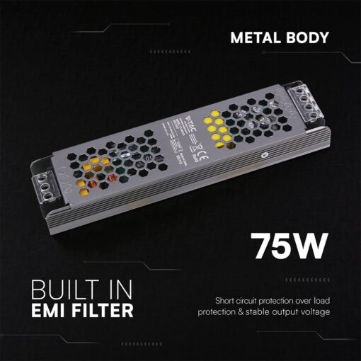 Τροφοδοτικό για LED 75W 12V IP20 Μεταλλικό V-TAC 24237VT