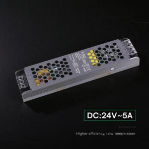 Τροφοδοτικό SLIM για LED 120W 24V 5A IP20 Μεταλλικό V-TAC 24238VT