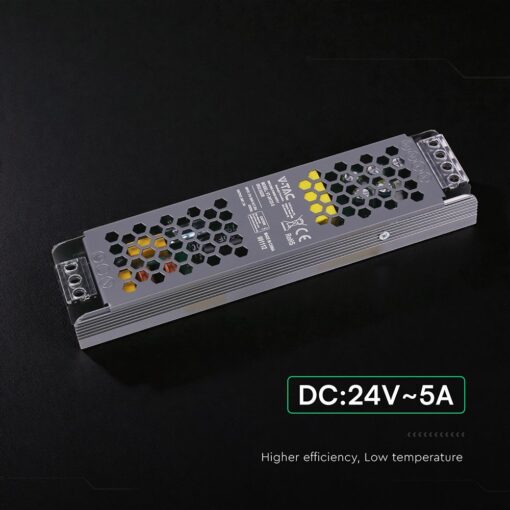 Τροφοδοτικό SLIM για LED 120W 24V 5A IP20 Μεταλλικό V-TAC 24238VT