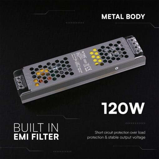 Τροφοδοτικό SLIM για LED 120W 24V 5A IP20 Μεταλλικό V-TAC 24238VT