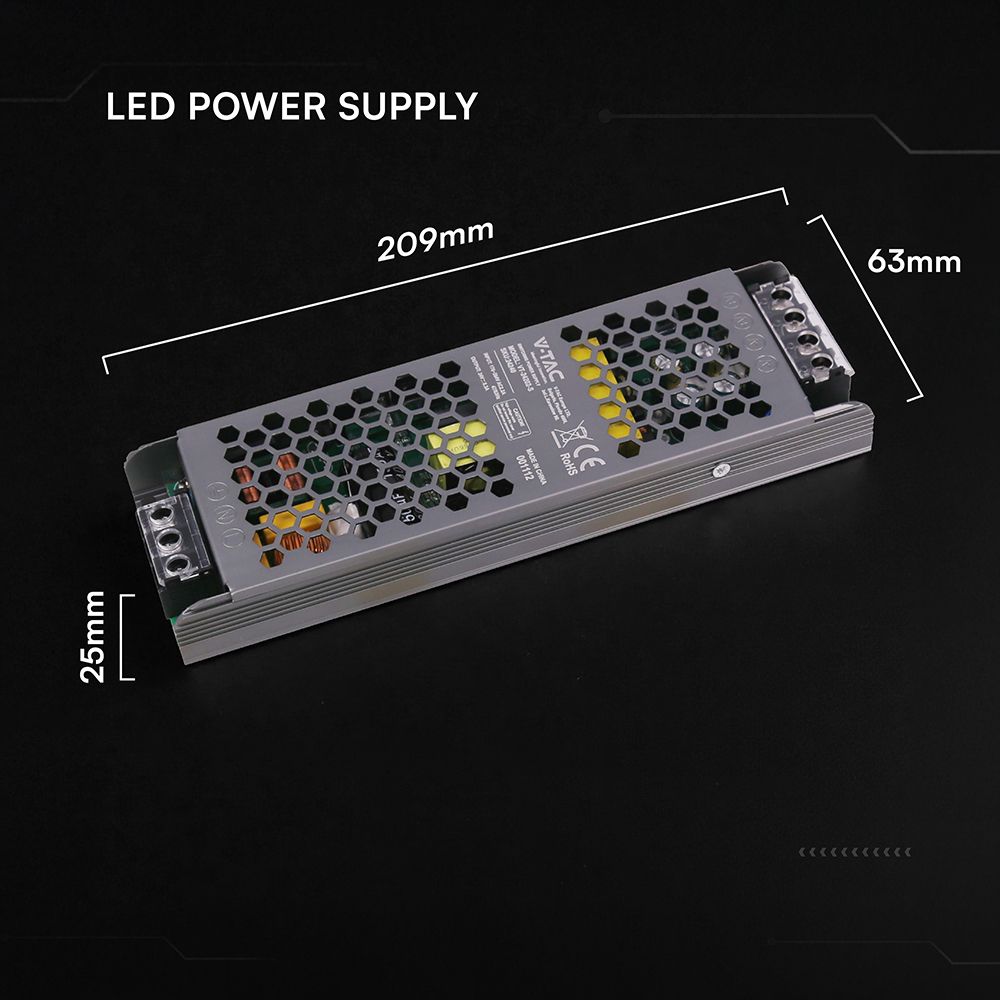 Τροφοδοτικό SLIM για LED 200W 24V 8.25A IP20 Μεταλλικό V-TAC 24240VT