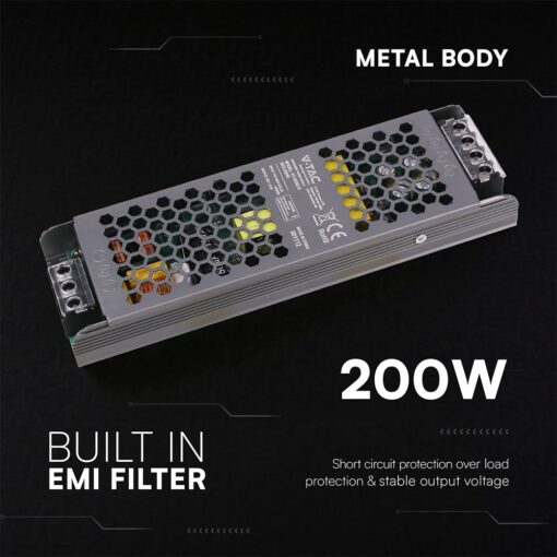 Τροφοδοτικό SLIM για LED 200W 24V 8.25A IP20 Μεταλλικό V-TAC 24240VT