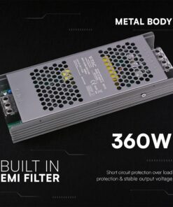 Τροφοδοτικό SLIM για LED 360W 24V 15A IP20 Μεταλλικό V-TAC 24242VT