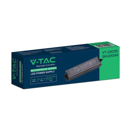 Τροφοδοτικό V-TAC για LED 36W 24V 1.5A IP67 Αδιάβροχο Μεταλλικό 24243VT