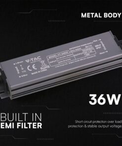 Τροφοδοτικό V-TAC για LED 36W 24V 1.5A IP67 Αδιάβροχο Μεταλλικό 24243VT