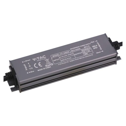 Τροφοδοτικό V-TAC για LED 36W 24V 1.5A IP67 Αδιάβροχο Μεταλλικό 24243VT