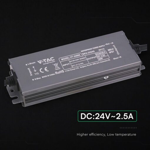 Τροφοδοτικό V-TAC για LED 60W 24V 12.5A IP67 Αδιάβροχο Μεταλλικό 24244VT