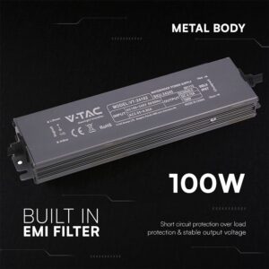 Τροφοδοτικό V-TAC για LED 100W 24V 4.5A IP67 Αδιάβροχο Μεταλλικό 24245VT