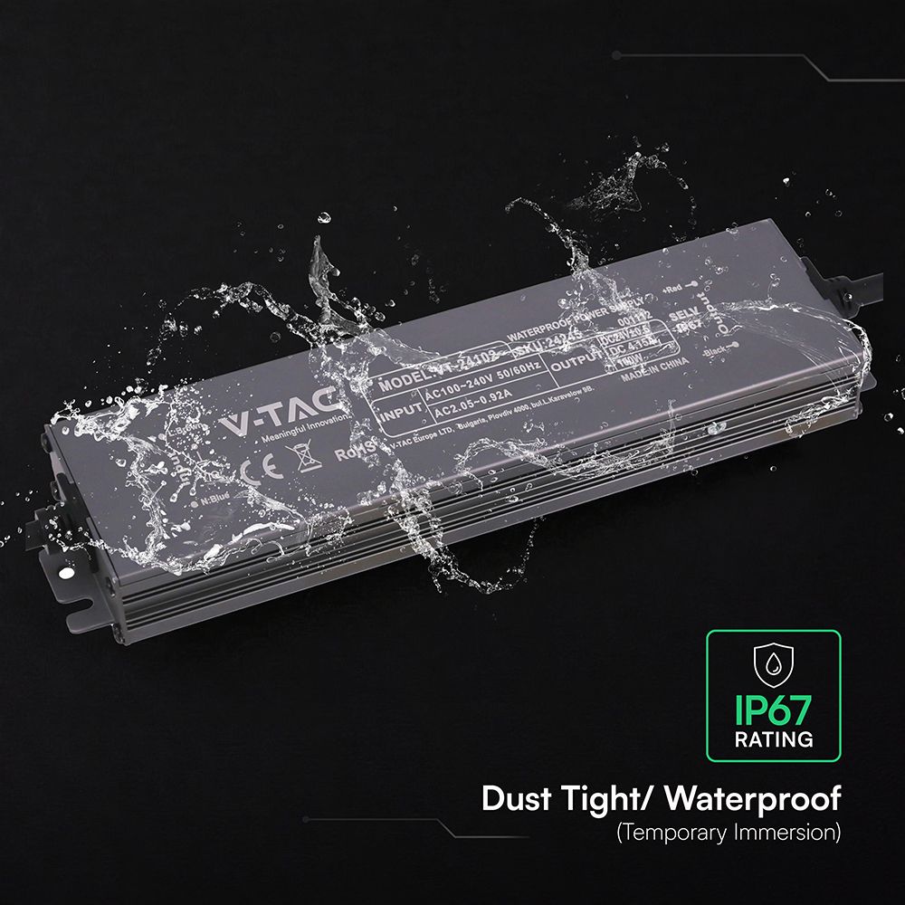 Τροφοδοτικό V-TAC για LED 100W 24V 4.5A IP67 Αδιάβροχο Μεταλλικό 24245VT