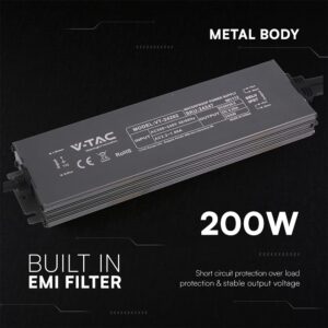 Τροφοδοτικό V-TAC για LED 200W 24V 8.25A IP67 Αδιάβροχο Μεταλλικό 24247VT