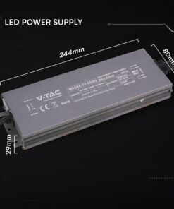 Τροφοδοτικό V-TAC για LED 300W 24V 12.5A IP67 Αδιάβροχο Μεταλλικό 24248VT