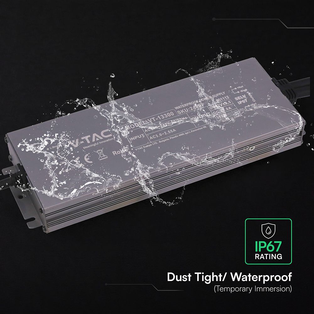 Τροφοδοτικό V-TAC για LED 300W 24V 12.5A IP67 Αδιάβροχο Μεταλλικό 24248VT