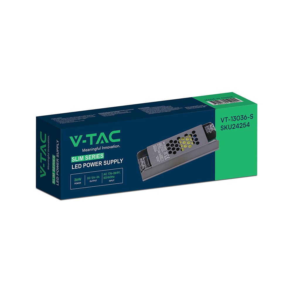 Τροφοδοτικό για LED 36W 12V IP20 Μεταλλικό V-TAC 24254VT