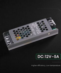 SLIM Power Supply – 60W 12V 5A IP20 V-TAC 24255VT