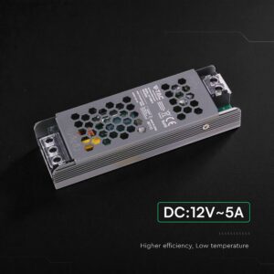 SLIM Power Supply – 60W 12V 5A IP20 V-TAC 24255VT