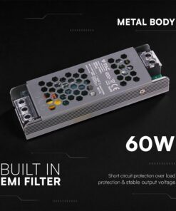 SLIM Power Supply – 60W 12V 5A IP20 V-TAC 24255VT