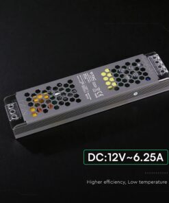 SLIM Power Supply – 75W 12V 6.25A IP20 V-TAC 24256VT