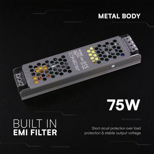 SLIM Power Supply – 75W 12V 6.25A IP20 V-TAC 24256VT