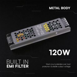 Τροφοδοτικό SLIM για LED 120W 12V IP20 Μεταλλικό V-TAC 24257VT