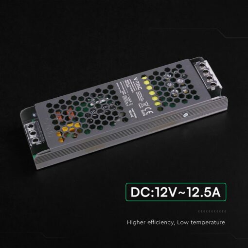 Τροφοδοτικό SLIM για LED 150W 12V 12.5A IP20 Μεταλλικό V-TAC 24258VT