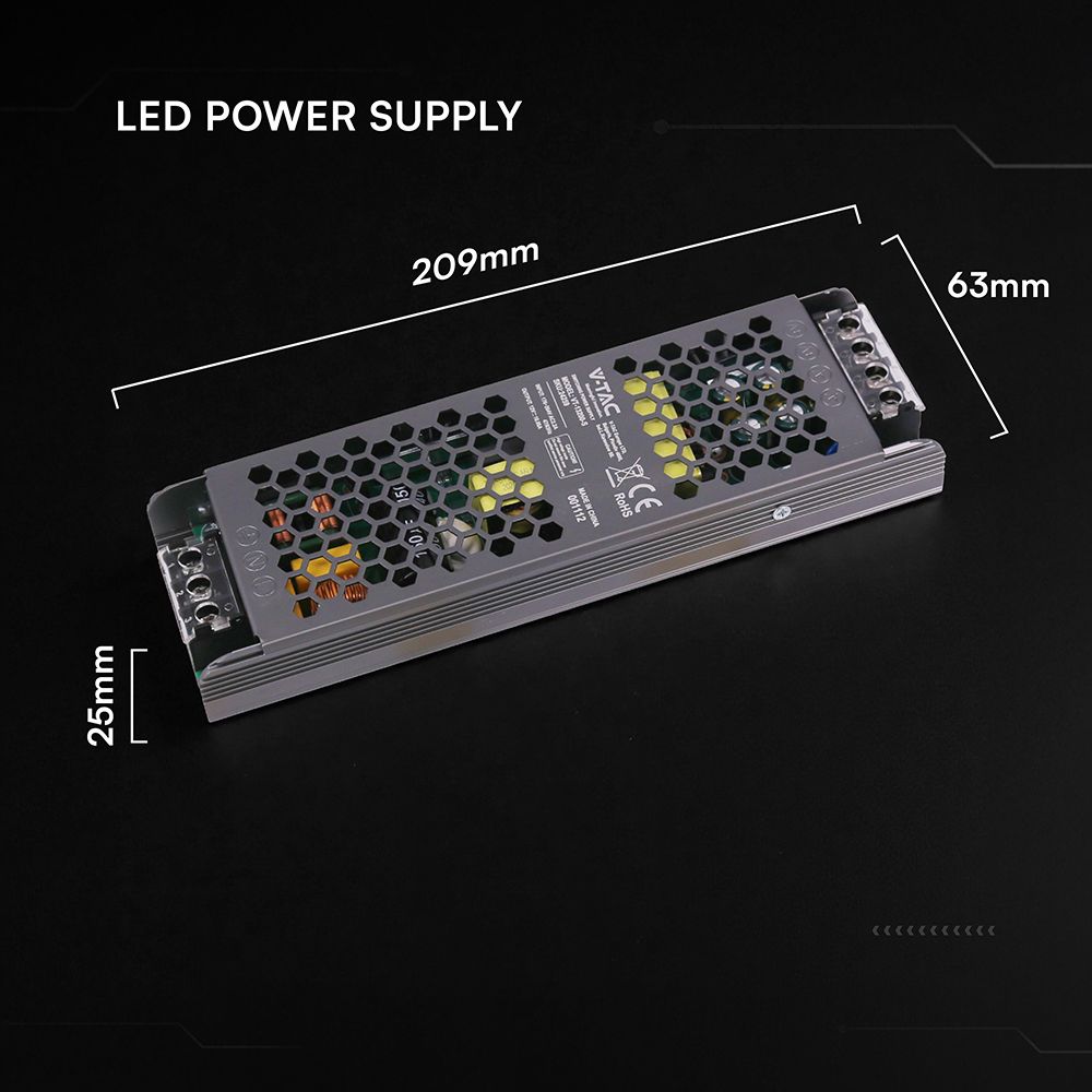 Τροφοδοτικό SLIM για LED 200W 12V 16.5A IP20 Μεταλλικό V-TAC 24259VT