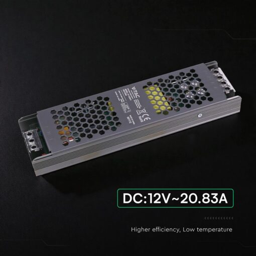 Τροφοδοτικό SLIM για LED 250W 12V 20.83A IP20 Μεταλλικό V-TAC 24260VT