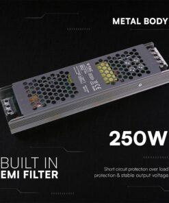Τροφοδοτικό SLIM για LED 250W 12V 20.83A IP20 Μεταλλικό V-TAC 24260VT