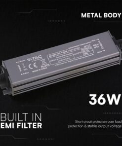 Τροφοδοτικό V-TAC για LED 36W 12V 3A IP67 Αδιάβροχο Μεταλλικό 24262VT