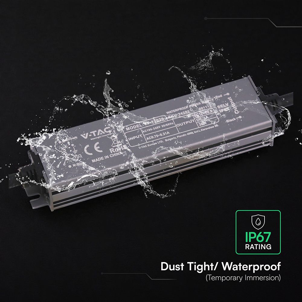 Τροφοδοτικό V-TAC για LED 36W 12V 3A IP67 Αδιάβροχο Μεταλλικό 24262VT