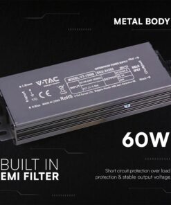 Τροφοδοτικό V-TAC για LED 60W 12V 5A IP67 Αδιάβροχο Μεταλλικό 24263VT