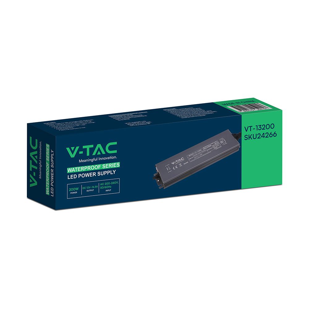 Τροφοδοτικό V-TAC για LED 200W 12V 16.5A IP67 Αδιάβροχο Μεταλλικό 24266VT