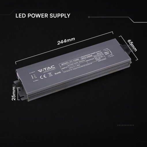 Τροφοδοτικό V-TAC για LED 200W 12V 16.5A IP67 Αδιάβροχο Μεταλλικό 24266VT