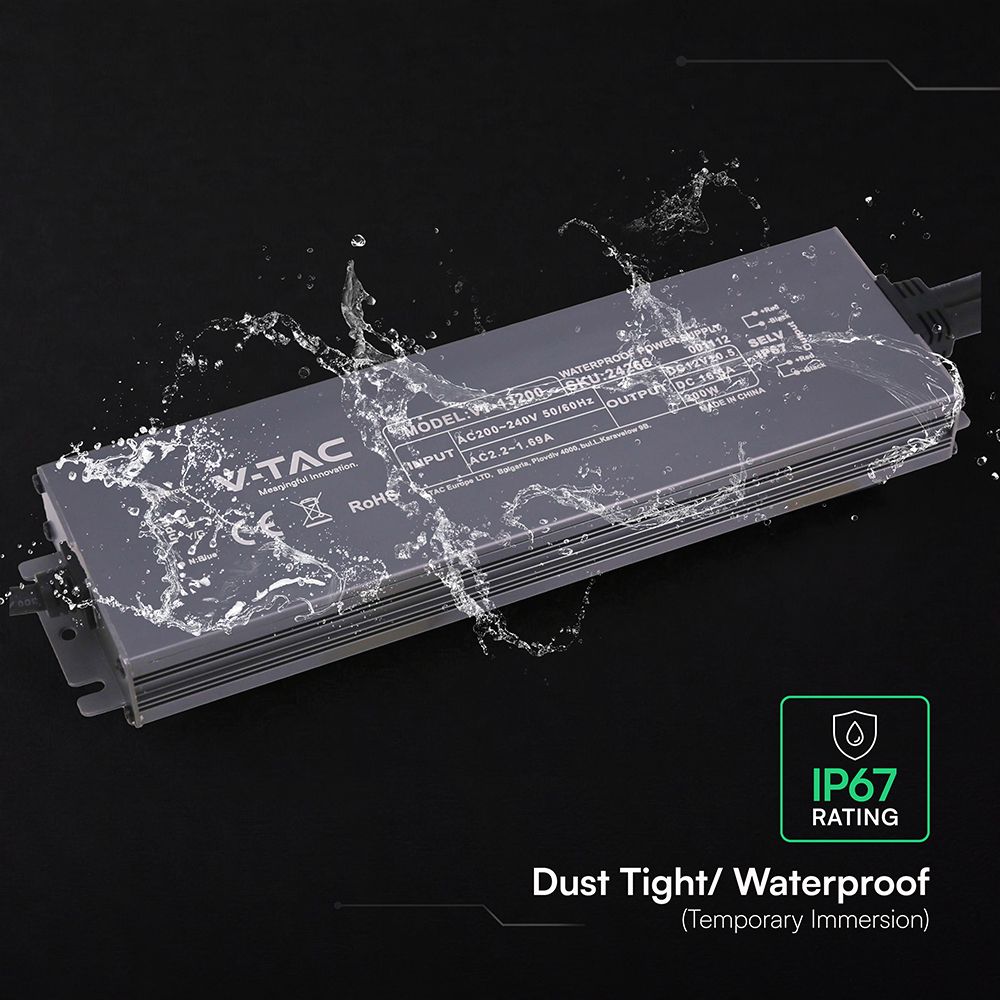 Τροφοδοτικό V-TAC για LED 200W 12V 16.5A IP67 Αδιάβροχο Μεταλλικό 24266VT
